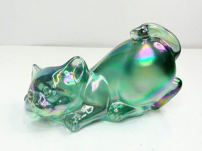 Fenton Iridescent Green Glass Animal Figurine 4" Vintage A766