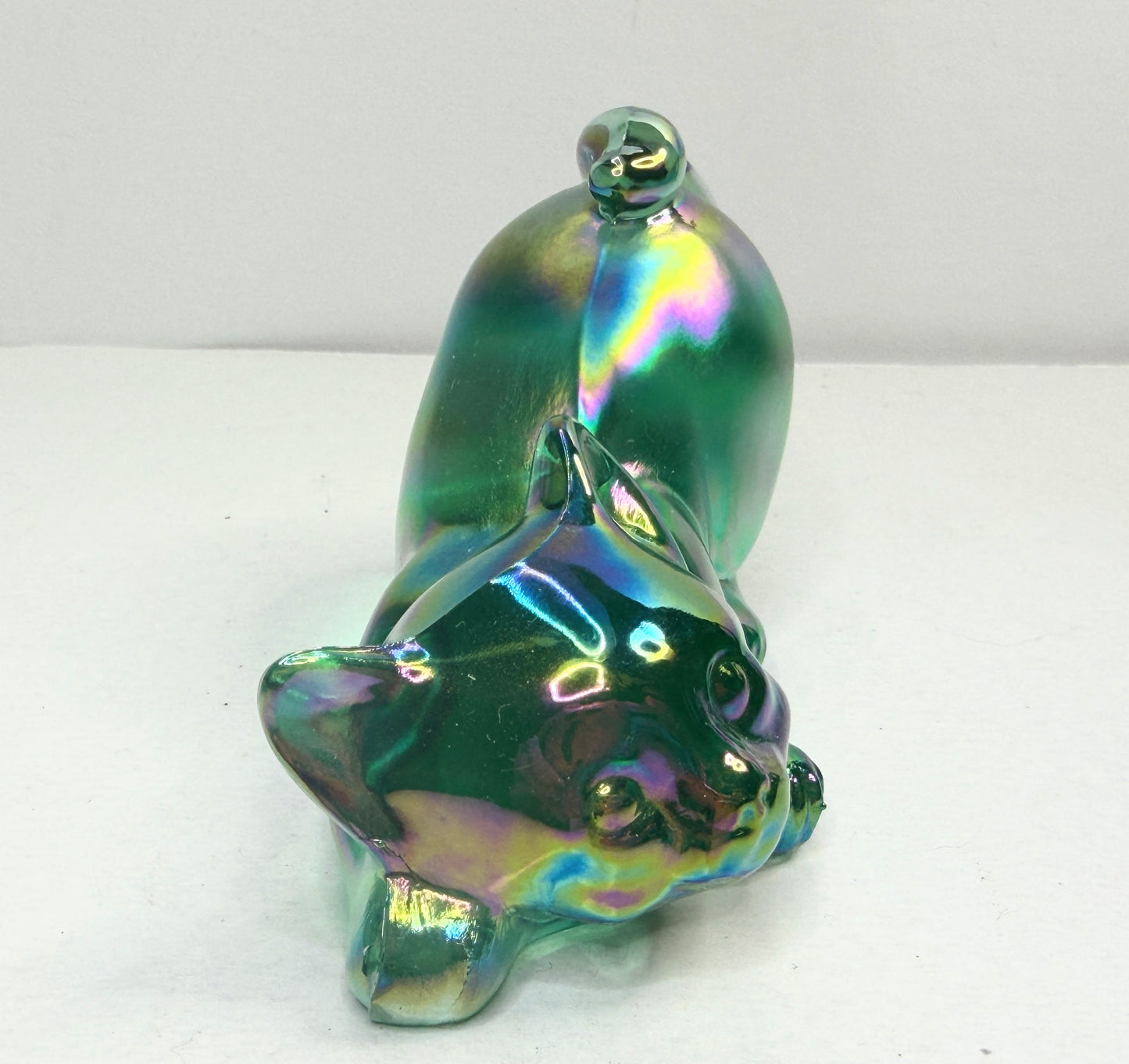 Fenton Iridescent Green Glass Animal Figurine 4" Vintage A766