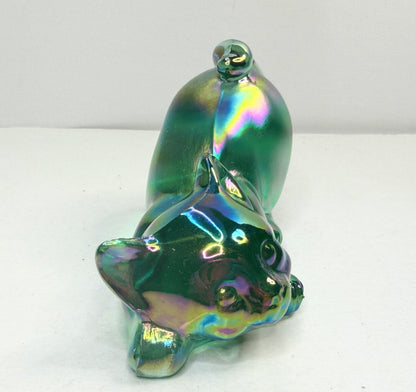 Fenton Iridescent Green Glass Animal Figurine 4" Vintage A766