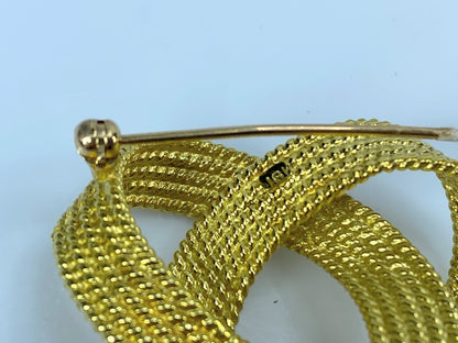Contemporary Spiral Rope knot solid 18K yellow gold brooch 1.25" 14.7g JR716