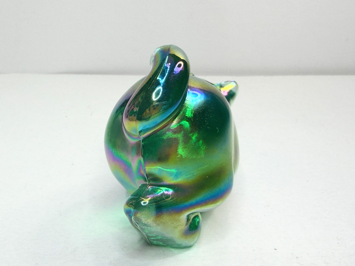 Fenton Iridescent Green Glass Animal Figurine 4" Vintage A766