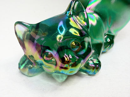 Fenton Iridescent Green Glass Animal Figurine 4" Vintage A766