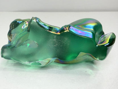 Fenton Iridescent Green Glass Animal Figurine 4" Vintage A766