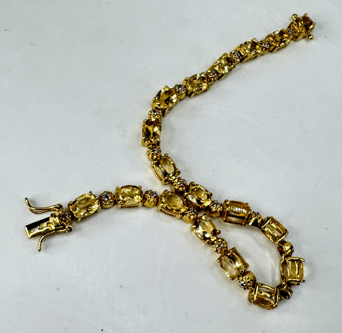 Sterling Silver Two-Tone Oval Citrine Tennis Bracelet 7.5" 14g JR2095
