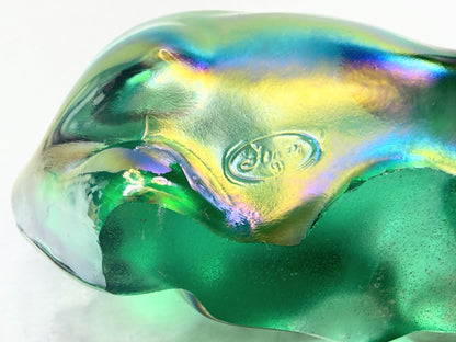 Fenton Iridescent Green Glass Animal Figurine 4" Vintage A766