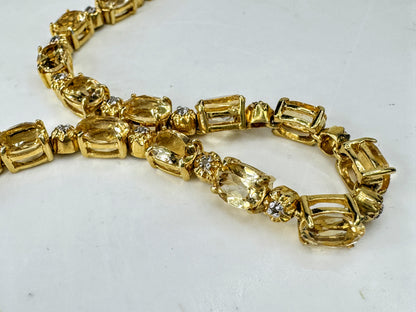 Sterling Silver Two-Tone Oval Citrine Tennis Bracelet 7.5" 14g JR2095