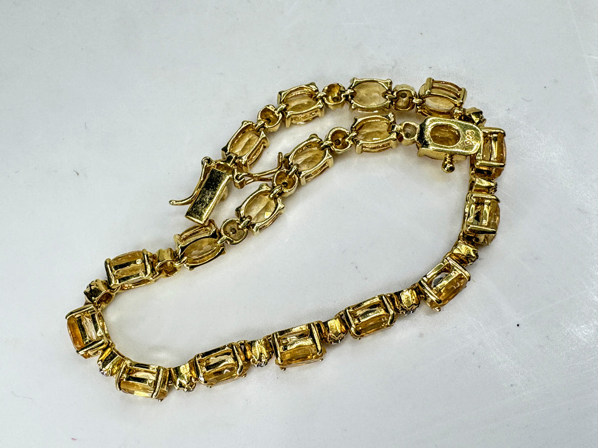 Sterling Silver Two-Tone Oval Citrine Tennis Bracelet 7.5" 14g JR2095