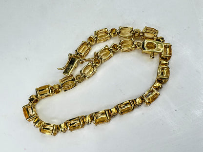 Sterling Silver Two-Tone Oval Citrine Tennis Bracelet 7.5" 14g JR2095