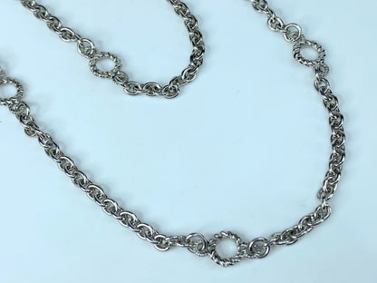 Judith Ripka Sterling Silver nautic Circle Link Necklace 36" 33.7g JR9058