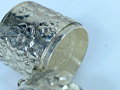 925 Sterling Silver Decorative Flower Hinged Box Trinket thimble case 12.7g SS85