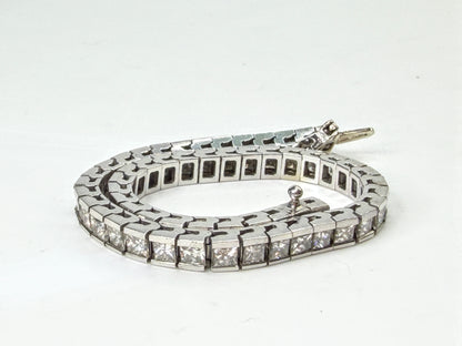 14K White Gold 11.5ctw Princess Diamond Tennis Bracelet 7" 15.2g  JR1990