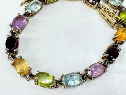 Vintage Sterling Silver Multi Gemstone Oval Tennis Bracelet 104g 7.25" JR2106