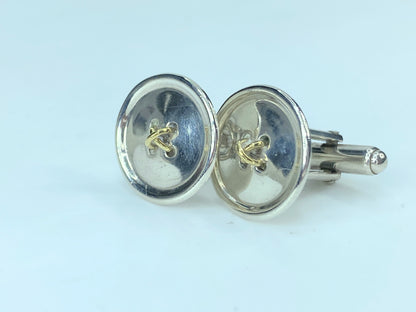 Tiffany & Co. 18k Thread Sterling Sterling Silver Button Shaped Cufflinks JR9579