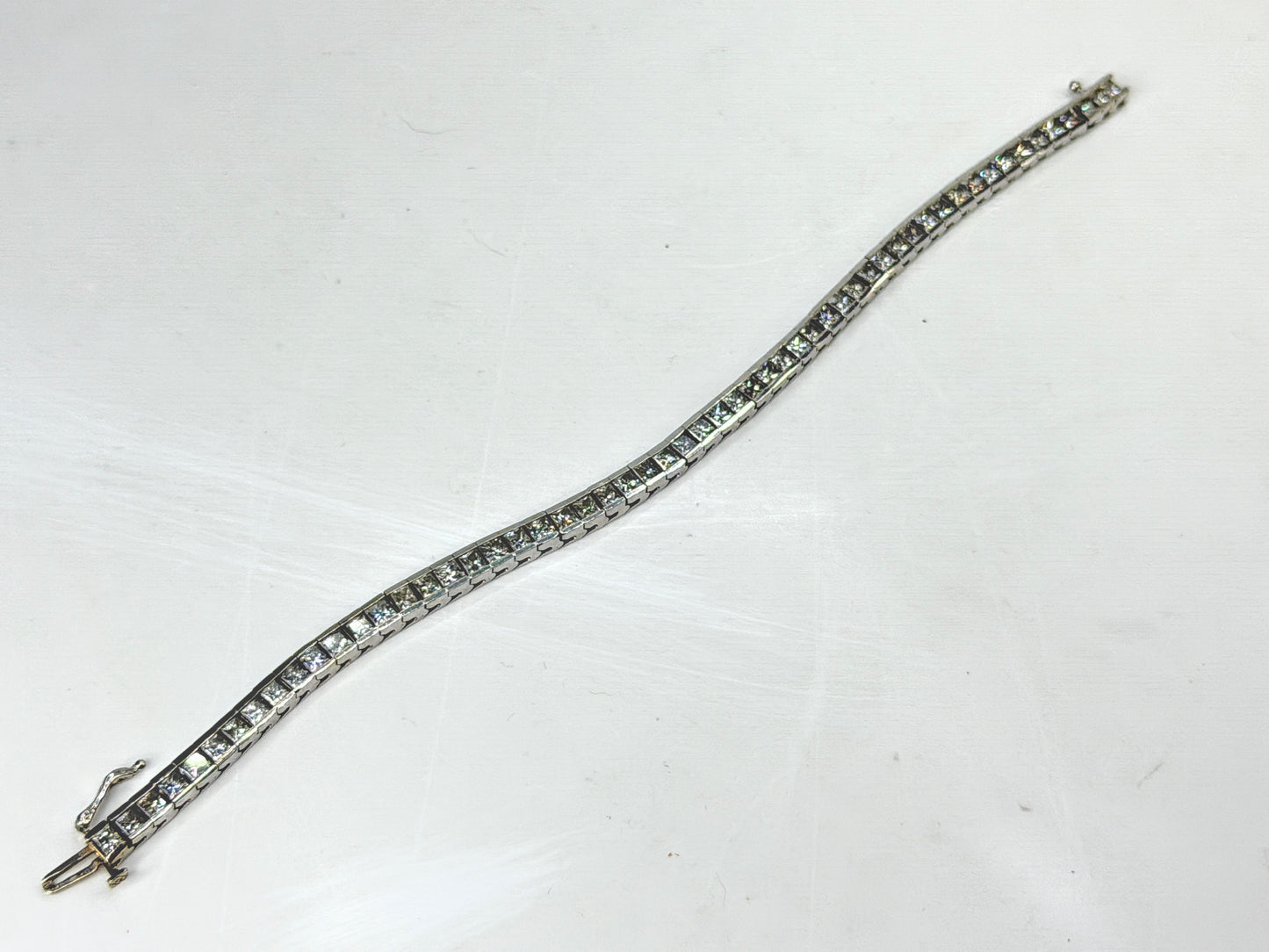 14K White Gold 11.5ctw Princess Diamond Tennis Bracelet 7" 15.2g  JR1990