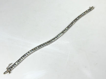 14K White Gold 11.5ctw Princess Diamond Tennis Bracelet 7" 15.2g  JR1990