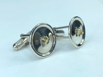 Tiffany & Co. 18k Thread Sterling Sterling Silver Button Shaped Cufflinks JR9579