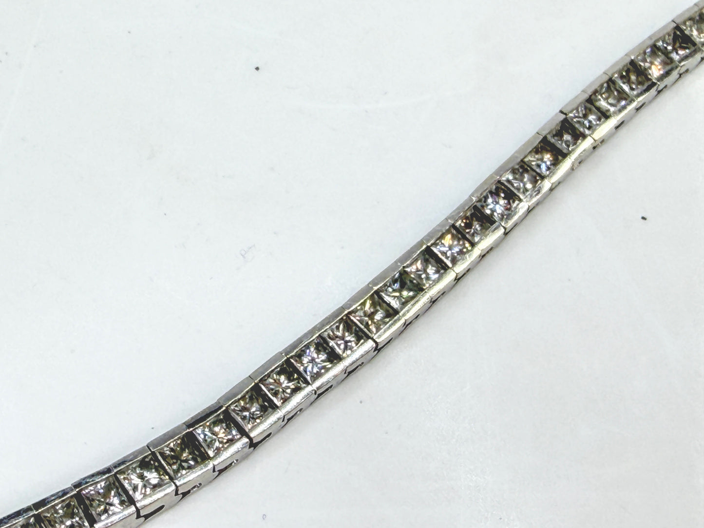 14K White Gold 11.5ctw Princess Diamond Tennis Bracelet 7" 15.2g  JR1990