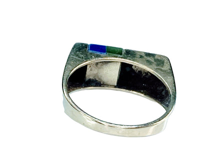 Modernist 18k 14K abstract design Diamond Lapis earring ring set