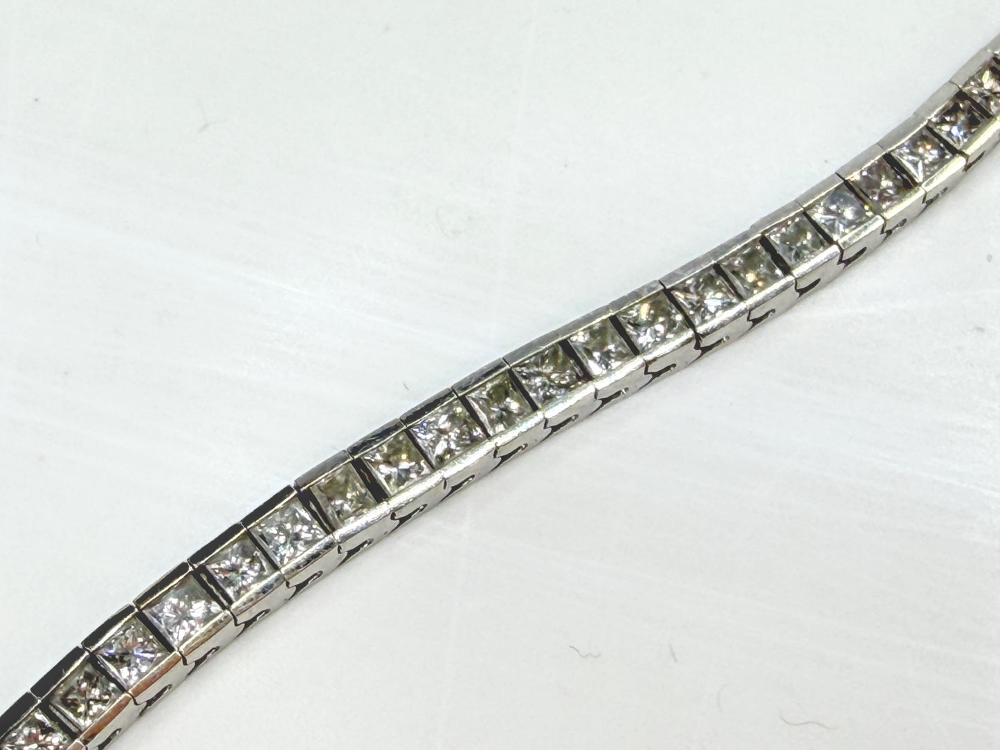 14K White Gold 11.5ctw Princess Diamond Tennis Bracelet 7" 15.2g  JR1990
