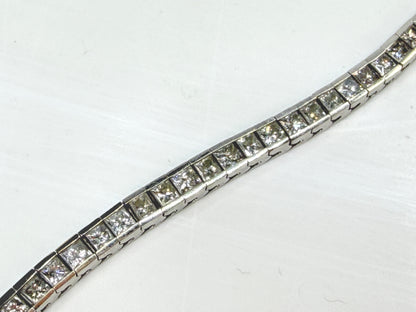14K White Gold 11.5ctw Princess Diamond Tennis Bracelet 7" 15.2g  JR1990