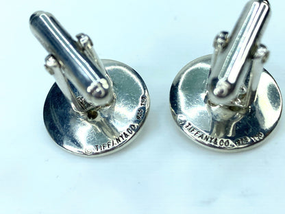 Tiffany & Co. 18k Thread Sterling Sterling Silver Button Shaped Cufflinks JR9579