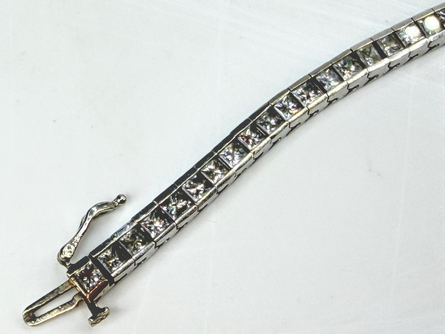 14K White Gold 11.5ctw Princess Diamond Tennis Bracelet 7" 15.2g  JR1990