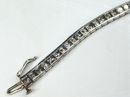 14K White Gold 11.5ctw Princess Diamond Tennis Bracelet 7" 15.2g  JR1990