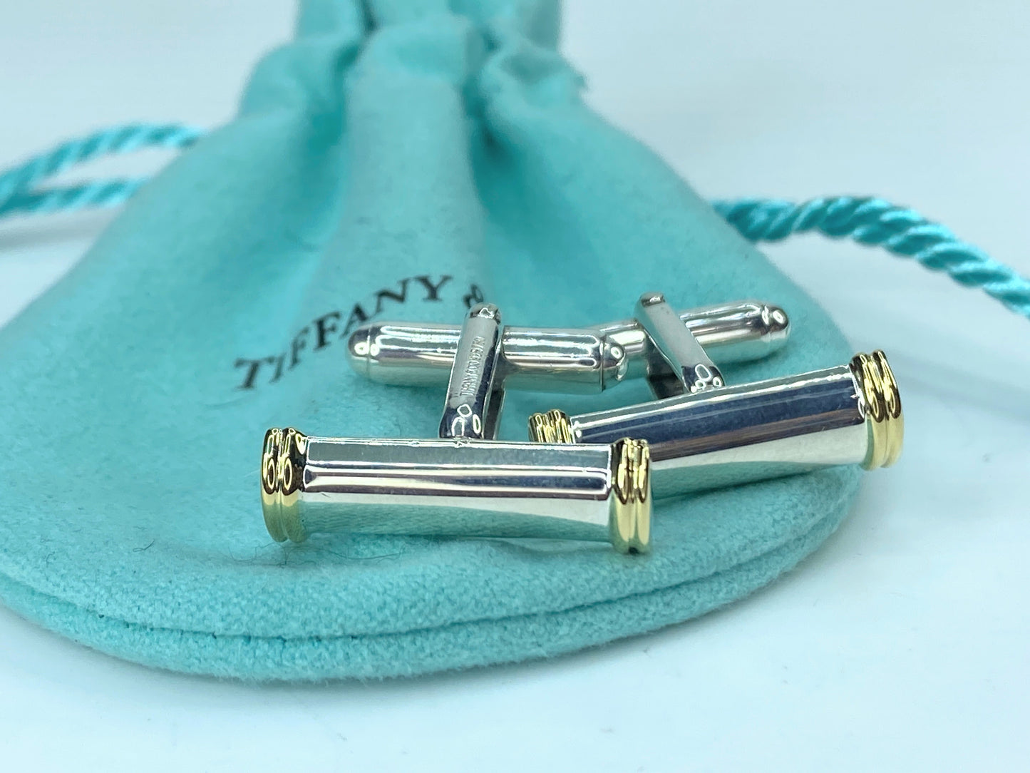 Tiffany & Co Estate Cufflinks 18k Gold Sterling Silver 10.5g JR9569