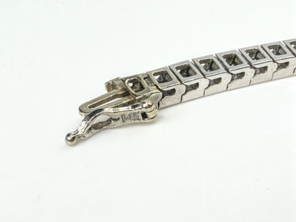 14K White Gold 11.5ctw Princess Diamond Tennis Bracelet 7" 15.2g  JR1990