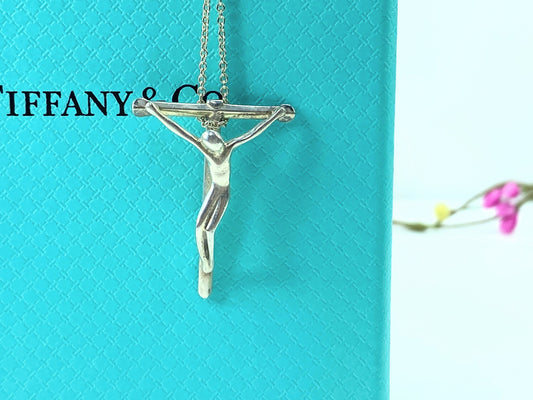 Tiffany & Co Elsa Peretti Crucifix Christ on Cross Necklace Larger Pendant JR718