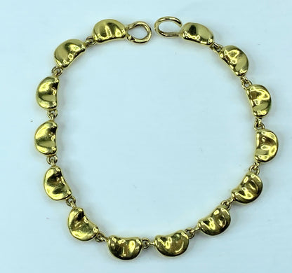 TIFFANY & Co. Elsa Peretti 18K Yellow Gold BEAN© Link Bracelet 7.5" 30g JR719