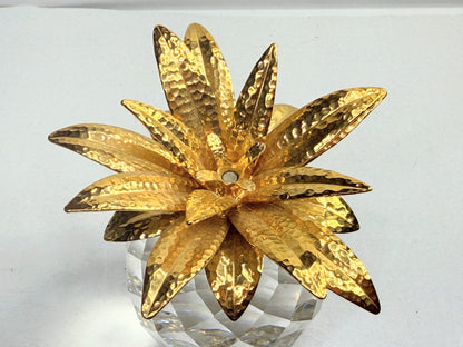 Swarovski Crystal Pineapple Gold Metal Polished leaves! Free Standing Décor S258