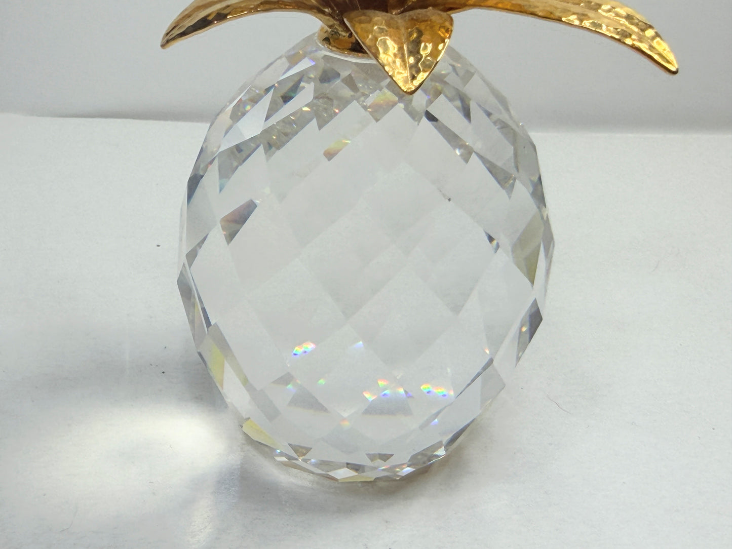 Swarovski Crystal Pineapple Gold Metal Polished leaves! Free Standing Décor S258