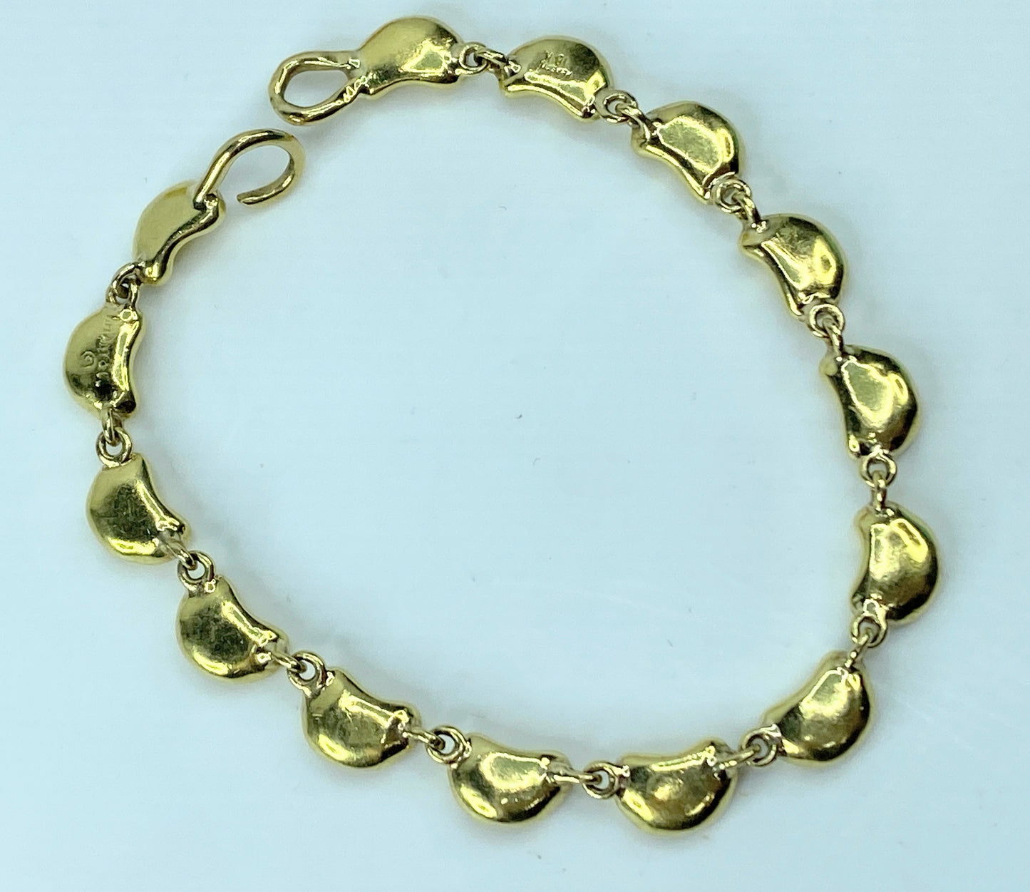 TIFFANY & Co. Elsa Peretti 18K Yellow Gold BEAN© Link Bracelet 7.5" 30g JR719