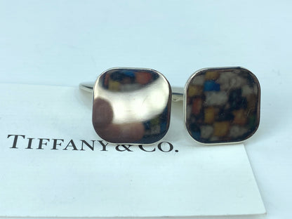 Tiffany & Co Sterling silver Plain Square Cushion top cufflink 14.2g JR9573