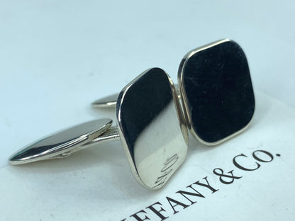 Tiffany & Co Sterling silver Plain Square Cushion top cufflink 14.2g JR9573