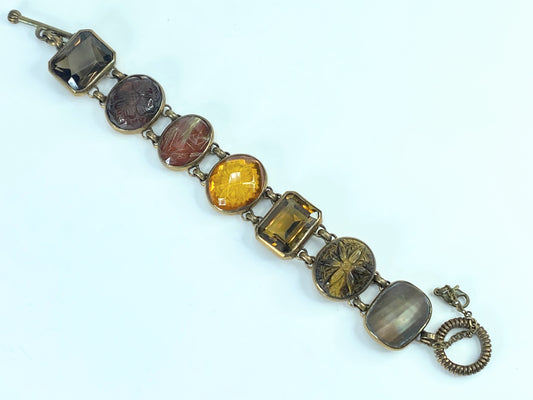 Stephen Dweck multiple gemstones bronze tone bracelet 64g 7.5" JR9574