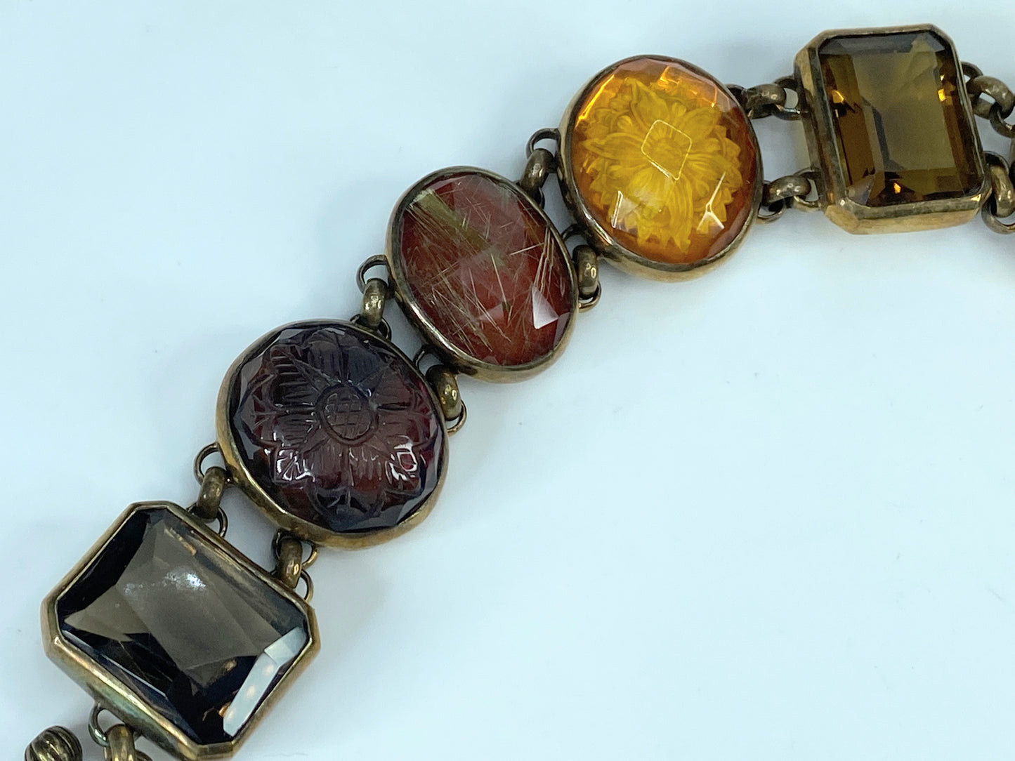 Stephen Dweck multiple gemstones bronze tone bracelet 64g 7.5" JR9574