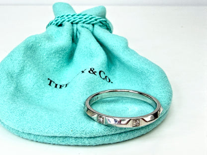 Tiffany & Co. Tiffany True PT950 Platinum 7 Diamond Band Ring Size 9.75 JR1996