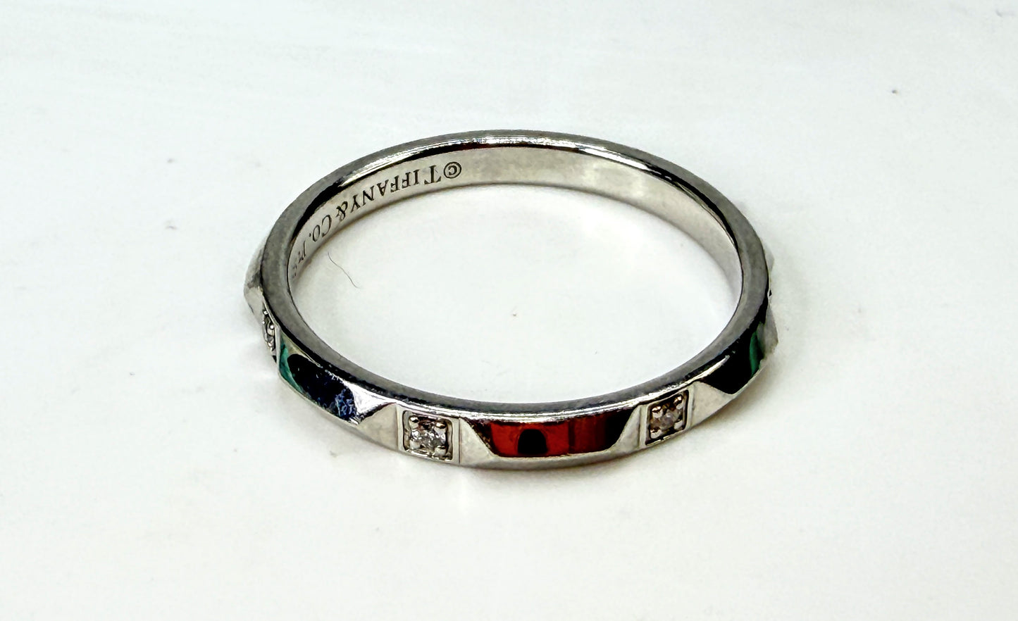 Tiffany & Co. Tiffany True PT950 Platinum 7 Diamond Band Ring Size 9.75 JR1996