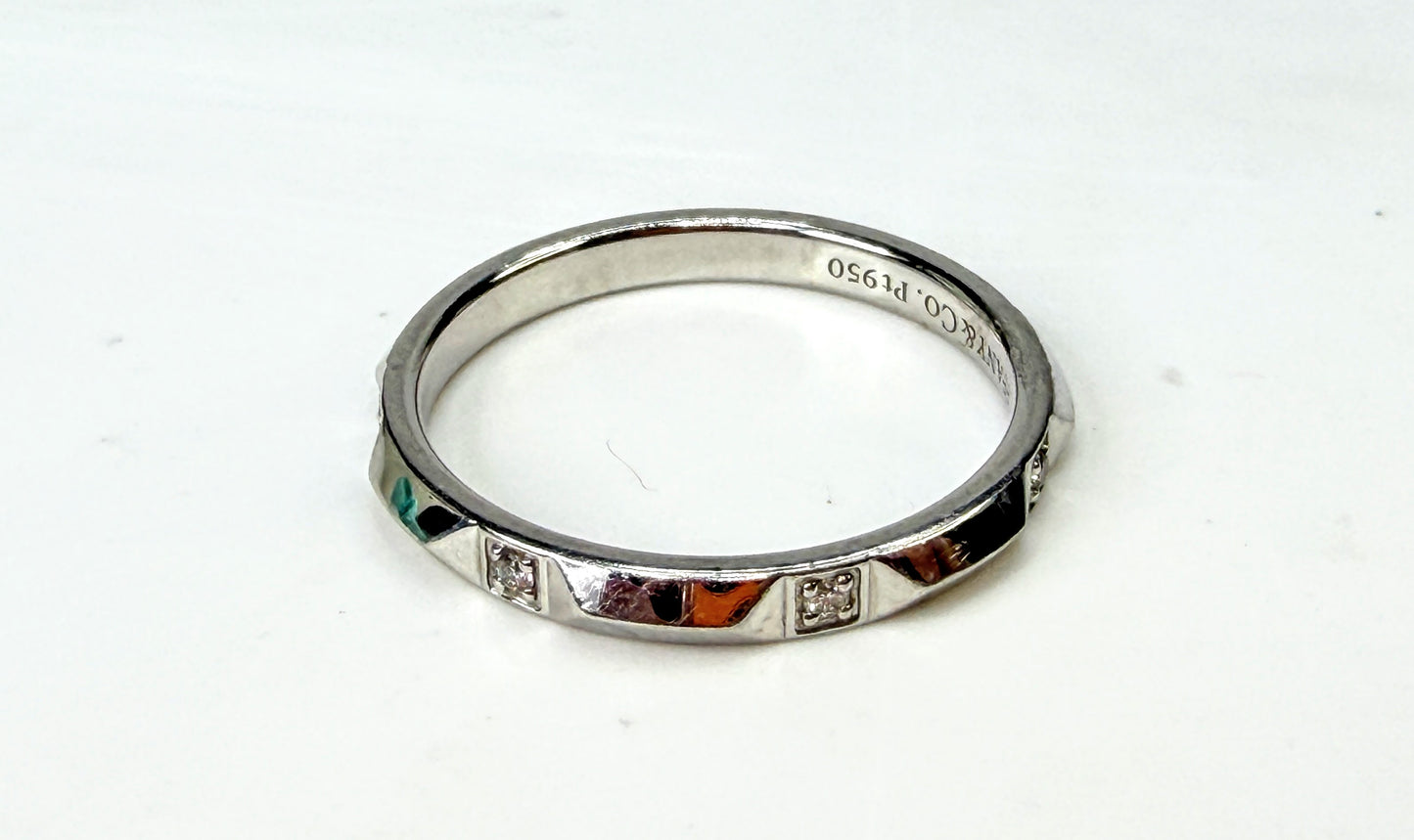 Tiffany & Co. Tiffany True PT950 Platinum 7 Diamond Band Ring Size 9.75 JR1996