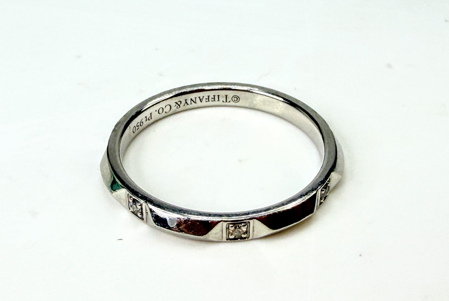 Tiffany & Co. Tiffany True PT950 Platinum 7 Diamond Band Ring Size 9.75 JR1996