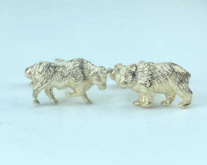 Tiffany & Co. figural Bear and Bull Sterling Silver Cufflinks 9.2g JR9576