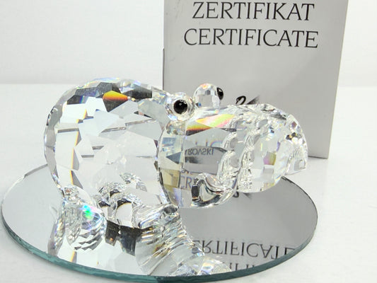 Swarovski Crystal Figurine, large Hippopotamus 2.5" COA Mirror Mint S262