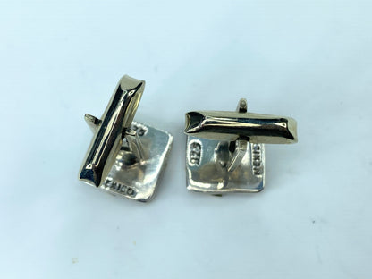 Sterling Silver 925 with 14K gold Strips formal wear cufflink 13.6g JR9577