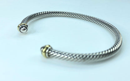 David Yurman 4.0mm Cable Classics Bracelet in Sterling Silver 18K domes s7 JR145