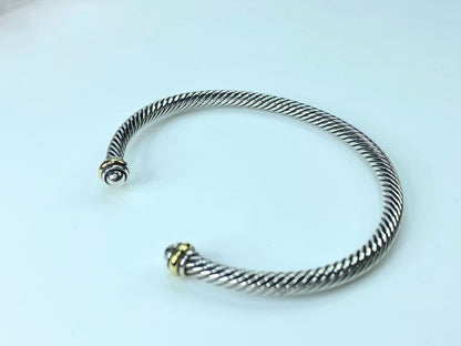 David Yurman 4.0mm Cable Classics Bracelet in Sterling Silver 18K domes s7 JR145