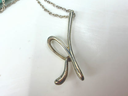 Tiffany & Co. Elsa Peretti Sterling Silver Alphabet K Necklace 17" w/pouchJR1999