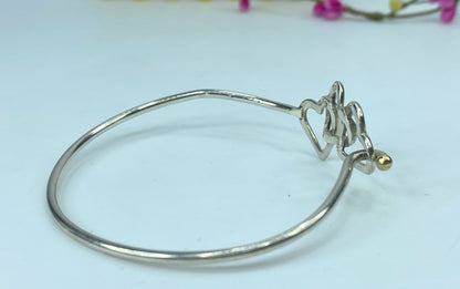Tiffany & Co. 18k sterling silver Triple Heart eye hook bangle 7.0" JR708
