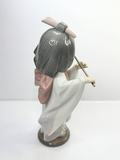Lladro 6150 Japanese Girl Playing Flute Porcelain Figurine 7.5" Rare A771